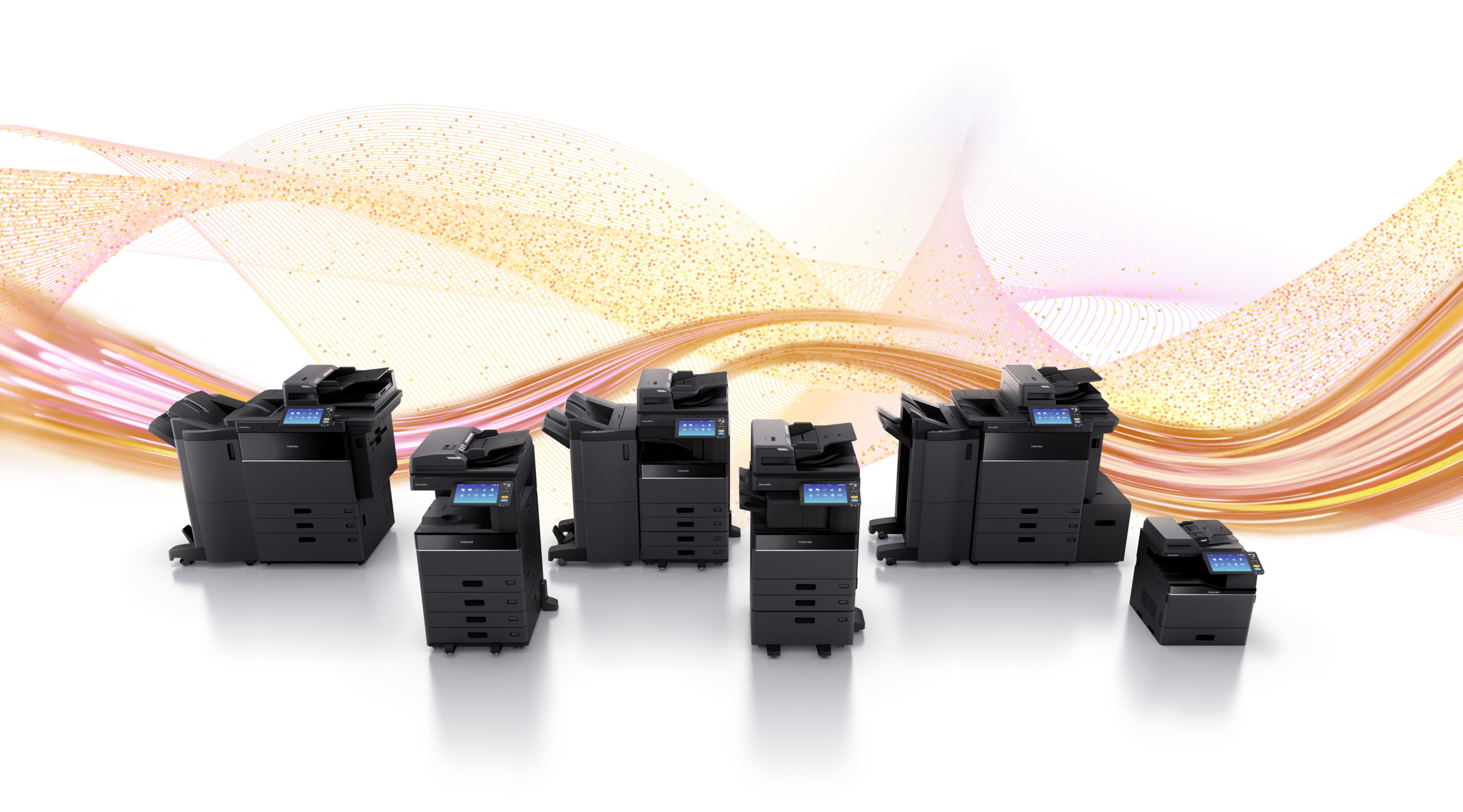 image montrant une gamme de copieurs et imprimantes Toshiba